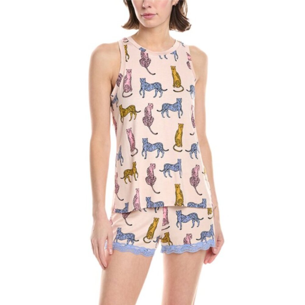 Honeydew Intimates || "All American" Tank Shortie Pajama Set in "Salty Cheetahs"